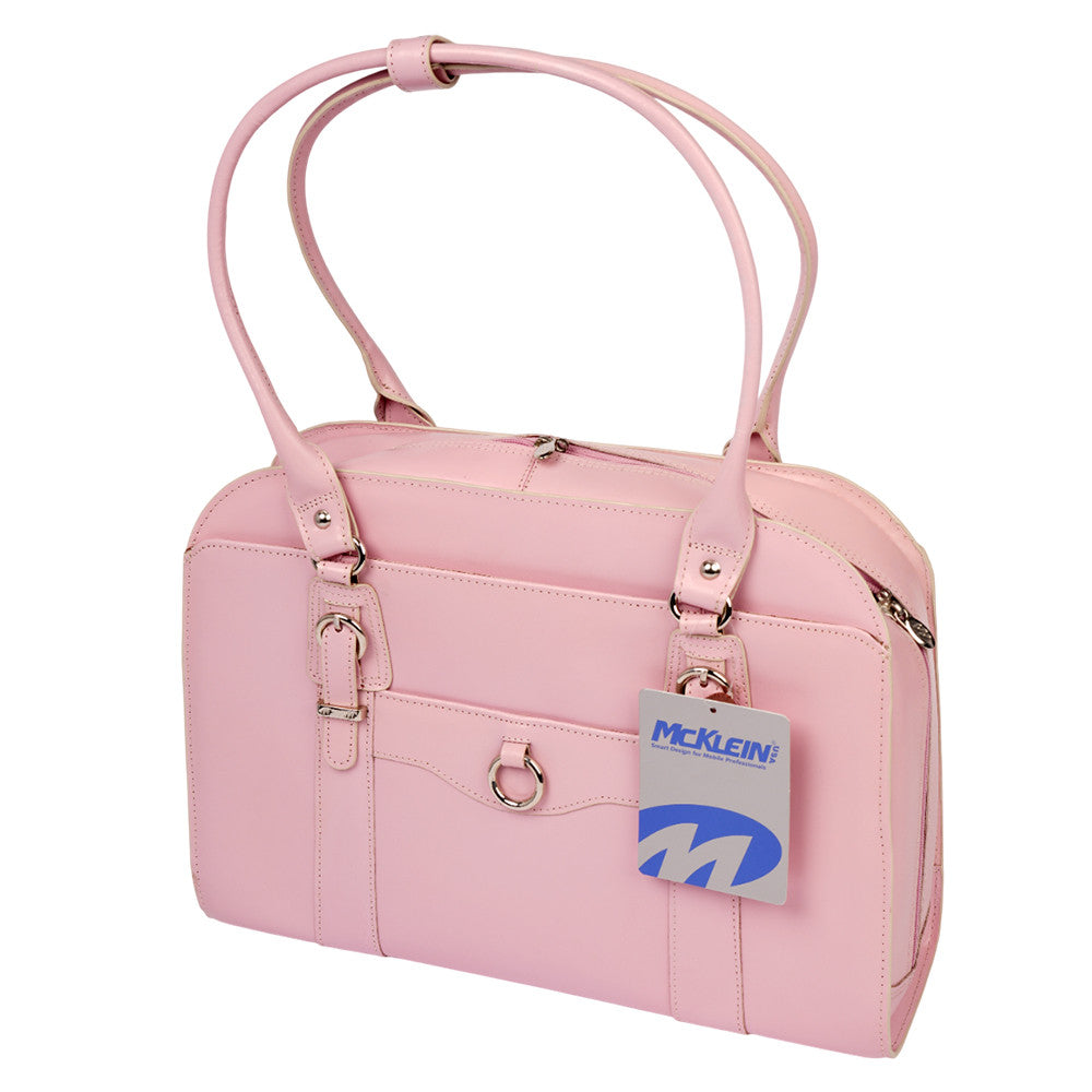 McKleinUSA Laptop Briefcase Womens Career Pink Genuine Leather 96529 USA Hillside Travel Outdoor Bag