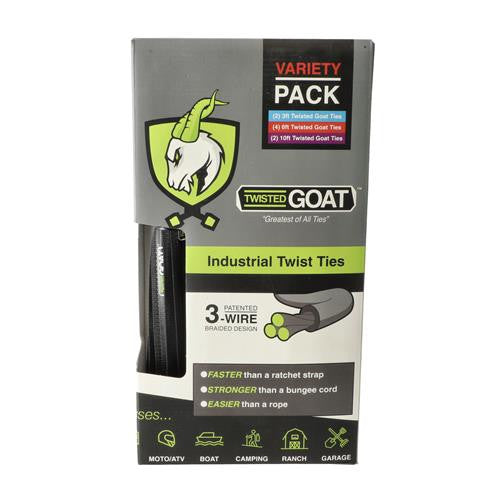 Twisted Goat Heavy Duty Reusable Twist Ties Variety Pack – 3ft, 6ft & 10ft Flexible Cargo Ties