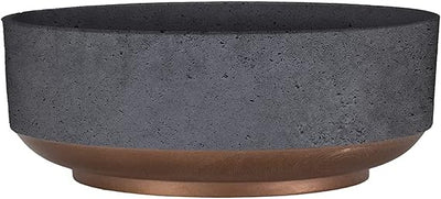 HC Companies 8" Capri Bowl Succulent Planter Set – Faux Concrete Copper, Indoor/Outdoor, Drainage Hole, 20-Pack