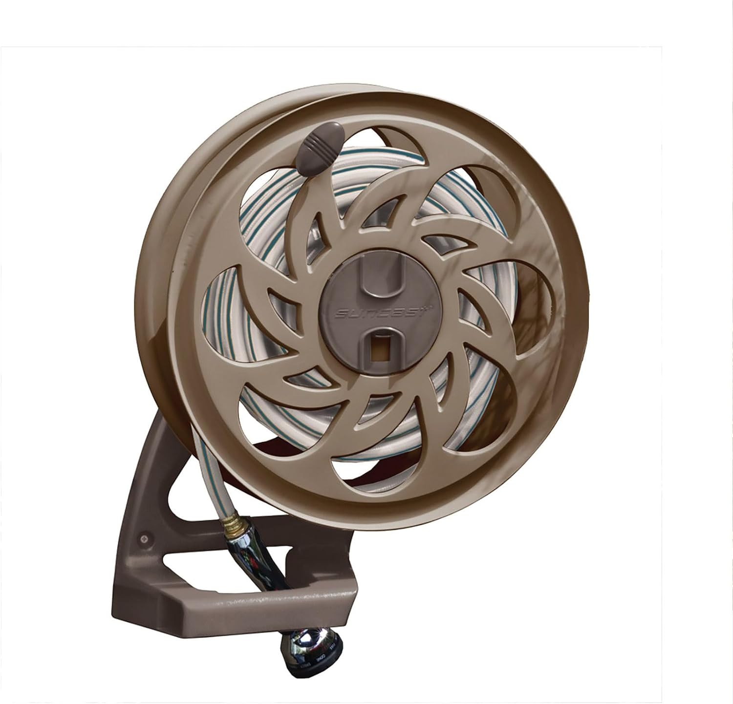 1 piece Suncast Side Tracker Brown Resin Wall Mounted Hideaway Hose Reel 125 ft. Capacity