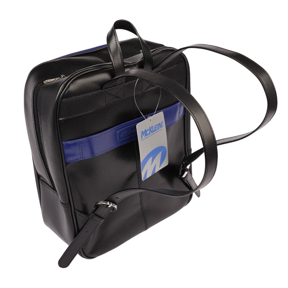 Mcklein Edison Slim Backpack Black Navy Top Grain Cowhide Leather 88137 : McKleinUSA