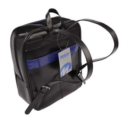 Mcklein Edison Slim Backpack Black Navy Top Grain Cowhide Leather 88137 : McKleinUSA