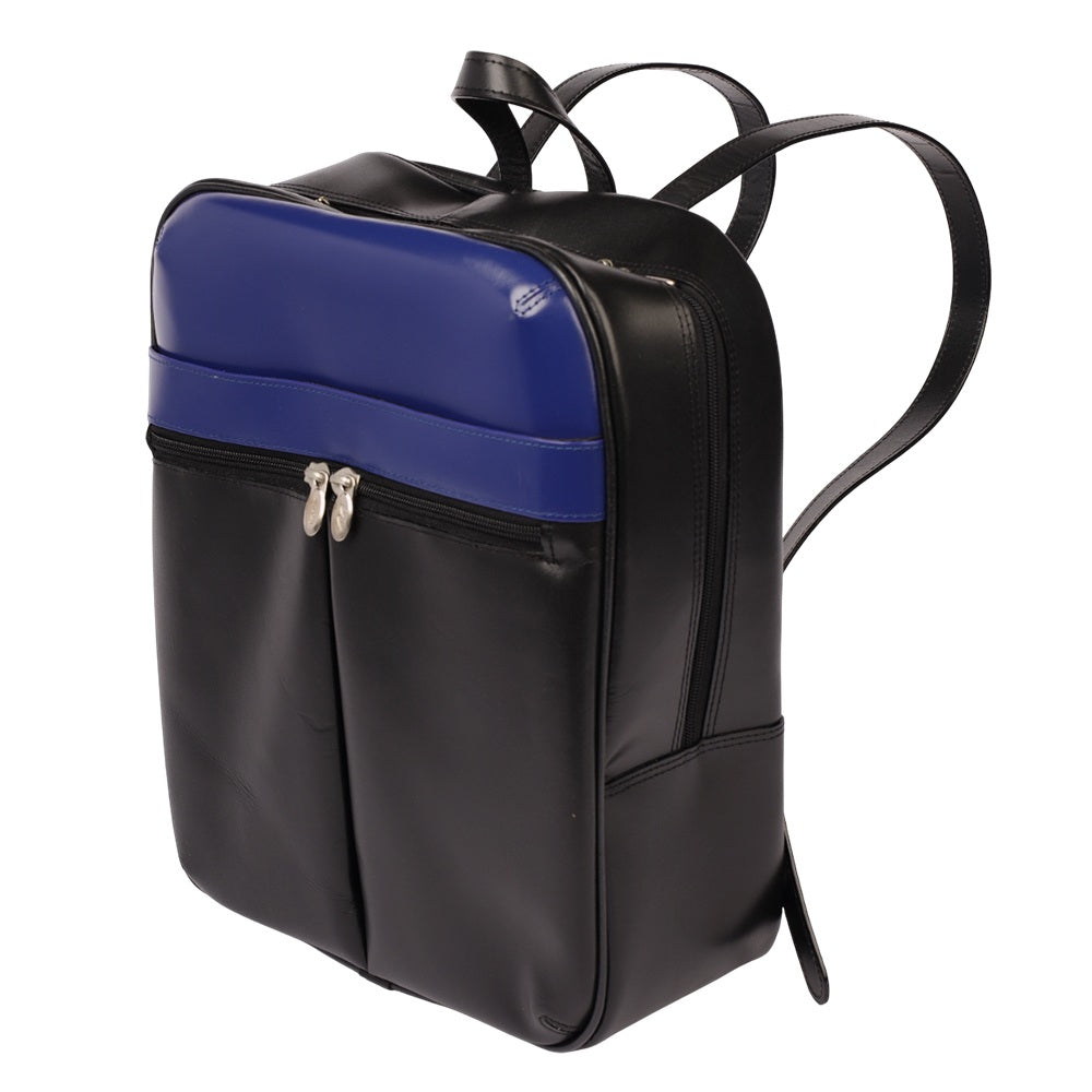 Mcklein Edison Slim Backpack Black Navy Top Grain Cowhide Leather 88137 : McKleinUSA