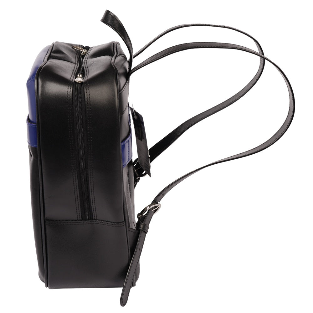 Mcklein Edison Slim Backpack Black Navy Top Grain Cowhide Leather 88137 : McKleinUSA