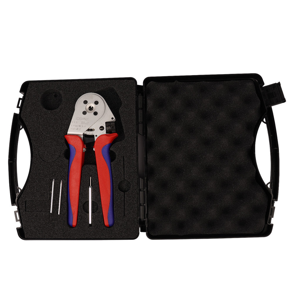 97 52 65 Four-Mandrel Crimping Pliers, Chrome-Plated, Ergonomic Grip, with Locator, in Plastic Case