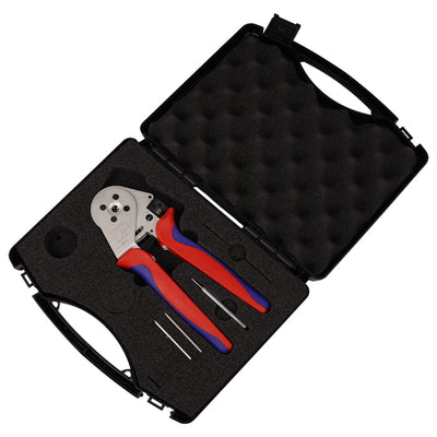 KNIPEX 97 52 65 Four – mandrel Crimping Pliers, Chrome – plated, Ergonomic Grip, With Locator, In Plastic Case