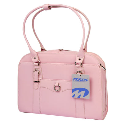 McKleinUSA Laptop Briefcase Womens Career Pink Genuine Leather 96529 USA Hillside Travel Outdoor Bag