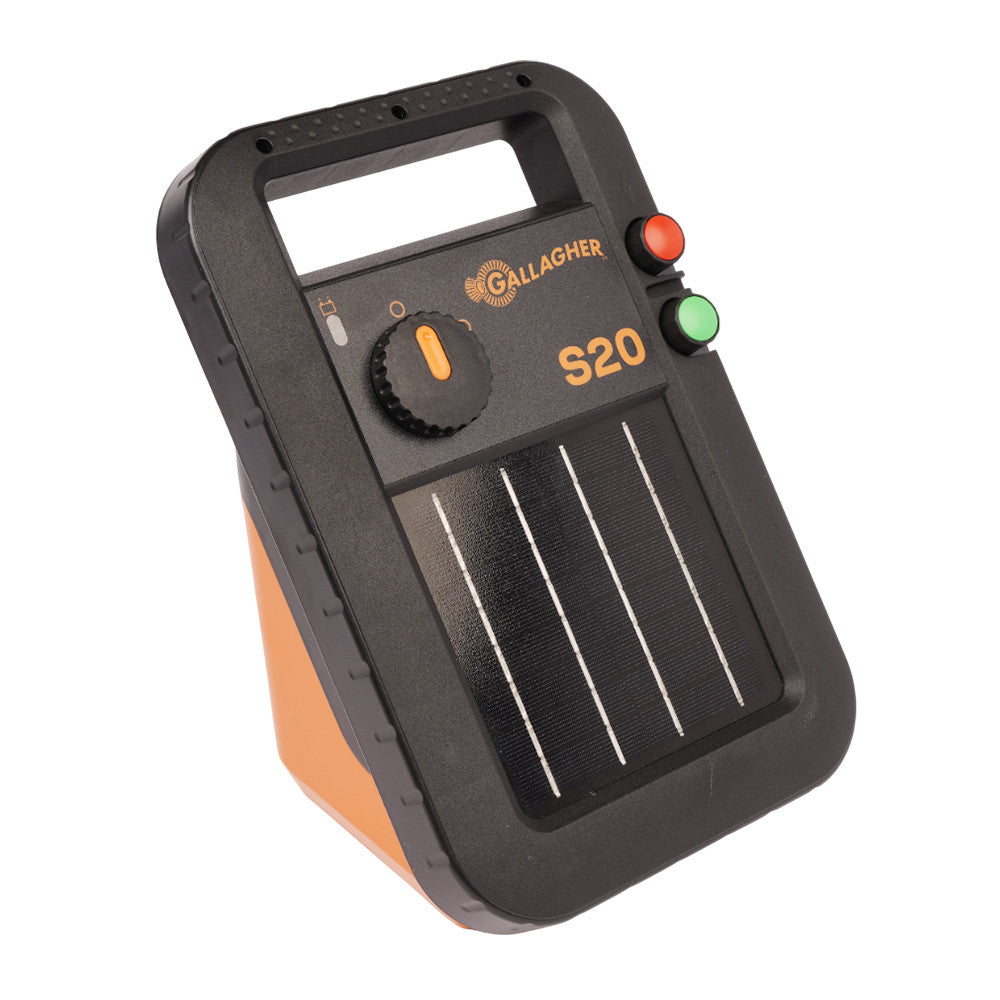 Gallagher S20 6V Solar-Powered Fence Energizer – 12 Miles / 40 Acres, Portable & Weatherproof