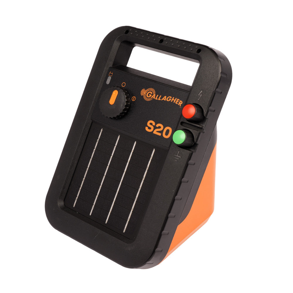 Gallagher S20 6V Solar-Powered Fence Energizer – 12 Miles / 40 Acres, Portable & Weatherproof