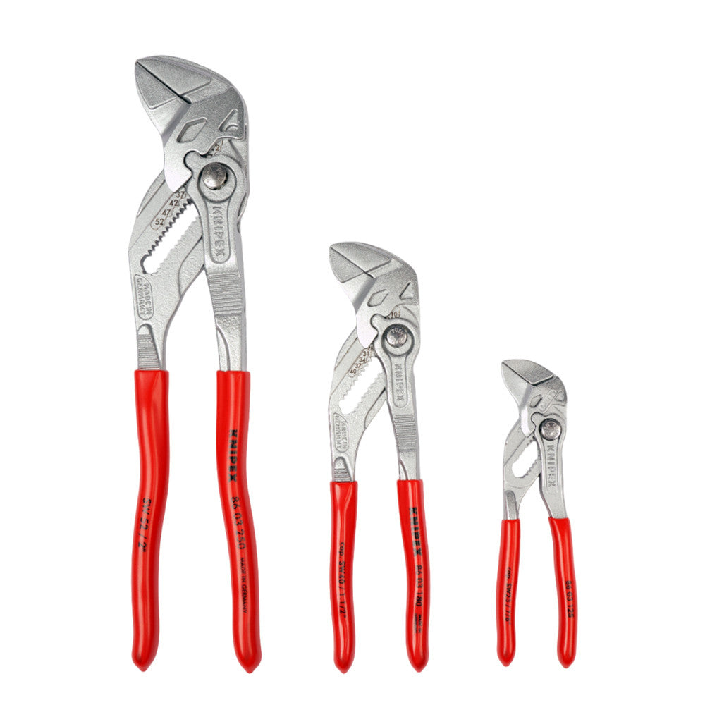 KNIPEX Adjustable 00 19 55 S6 3-Piece Pliers Wrench Set in Tool Roll : KNIPEX