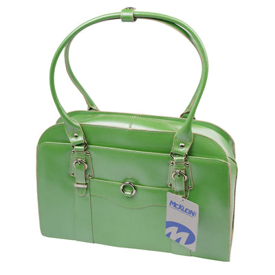 McKlein Hillside Laptop Briefcase Women's Career Green Genuine Leather Shoulder Straps