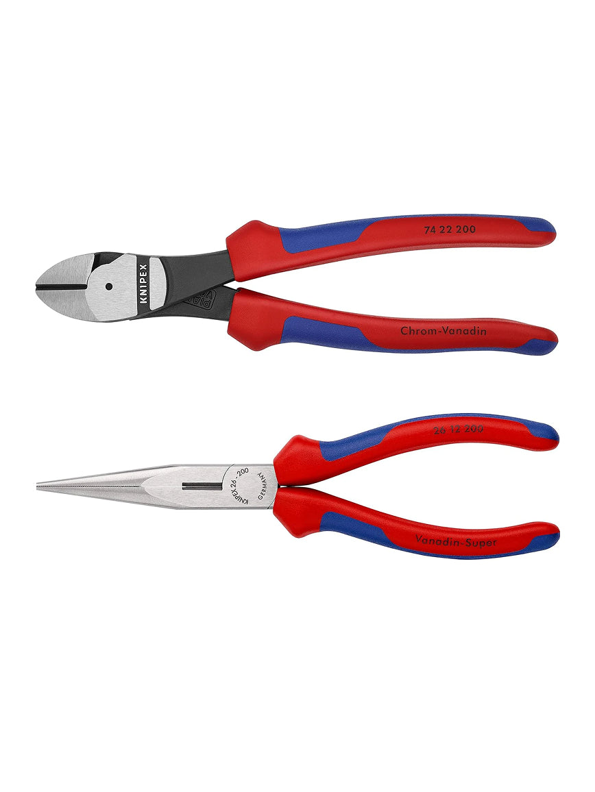 KNIPEX Long Nose Pliers 8" with Cutter – Precision Stork Beak Pliers 26 12 200