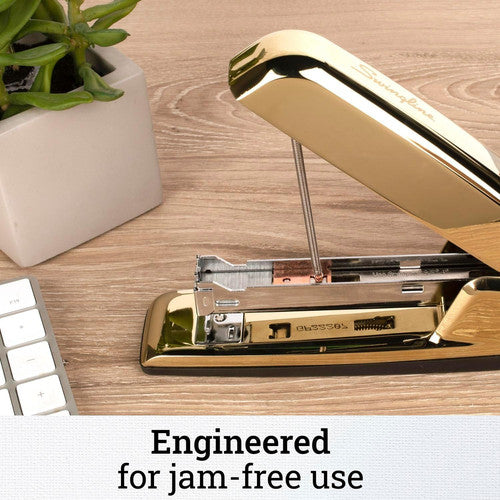 Swingline 747 Business Stapler, 30 Sheet Capacity, Gold Chrome Metal Desktop Stapler with Jam Free Technology