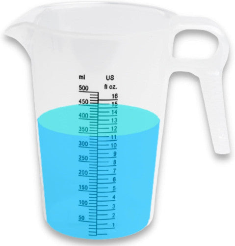 ACCUPOUR 16oz Measuring Pitcher - 2 Cup Plastic Measuring Cup with oz and mL Markings for Oil, Chemicals, Pool, Lawn Care