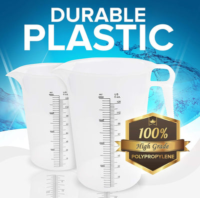 ACCUPOUR 16oz Measuring Pitcher - 2 Cup Plastic Measuring Cup with oz and mL Markings for Oil, Chemicals, Pool, Lawn Care