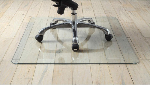 Lorell 44" x 50" Tempered Glass Chair Mat for Carpet - Clear, 1/4" Thick, Office Floor Protector