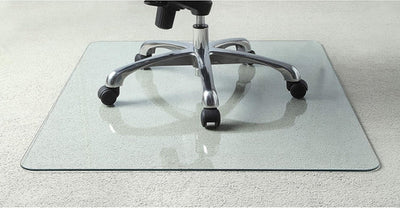 Lorell 44" x 50" Tempered Glass Chair Mat for Carpet - Clear, 1/4" Thick, Office Floor Protector