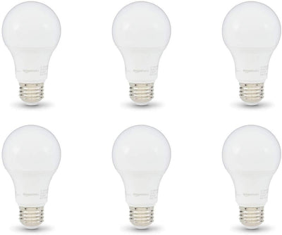 Amazon Basics A19 LED Light Bulb, 100W Equivalent, 15W, 3000K Warm White, Non-Dimmable, 10,000 Hour Lifetime, 6-Pack
