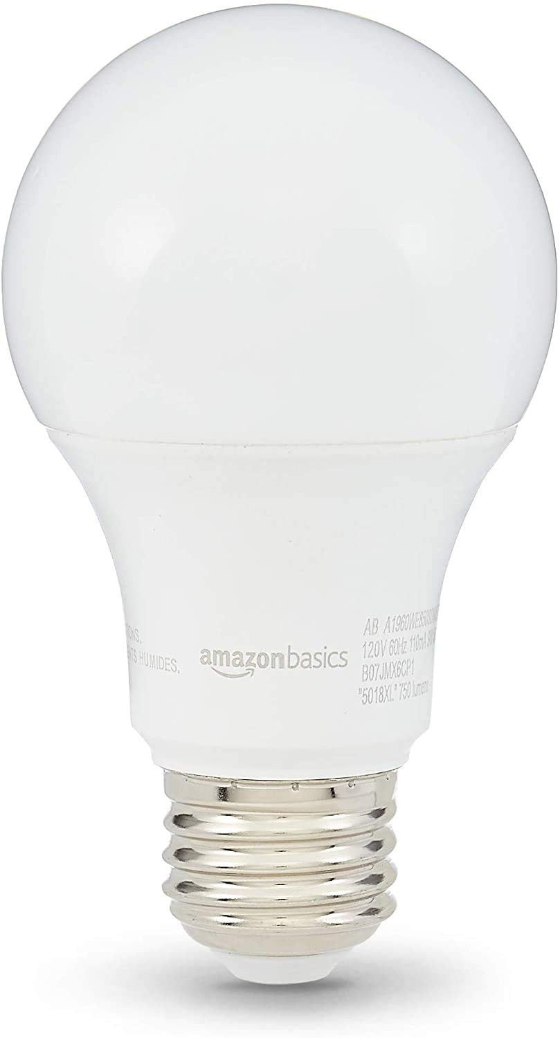Amazon Basics A19 LED Light Bulb, 100W Equivalent, 15W, 3000K Warm White, Non-Dimmable, 10,000 Hour Lifetime, 6-Pack