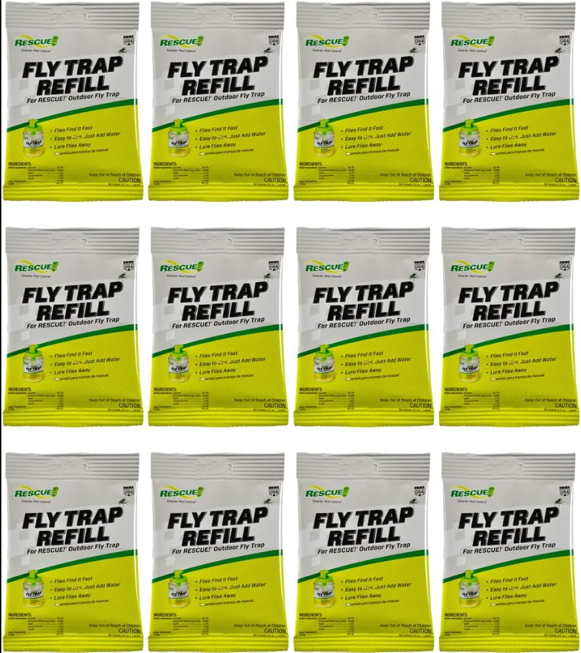 Reusable Fly Trap Bait Refill - 12 Pack, Outdoor Insect Control Attractant for Fly Traps